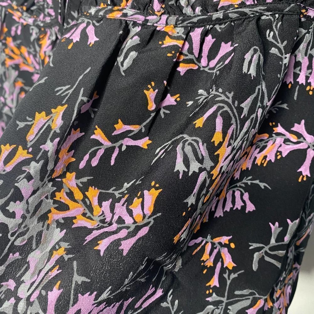 Cinq a Sept Snapdragon Keira Silk Floral V-Neck Blouse Short Sleeve Small Top - Picture 7 of 11
